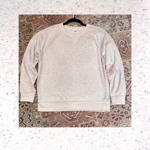 Old Navy Women’s Confetti Heathered Light Gray Crewneck Sweatshirt medium cozy